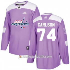 Män Ishockey Washington Capitals Tröja John Carlson 74 Adidas 2017-2018 Lila Fights Cancer Practice Authentic